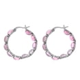 thumbnail image 4 of Shop LC Stainless Steel Pink Resin Hoop Earrings Unique Jewelry Gift for Women, 4 of 9