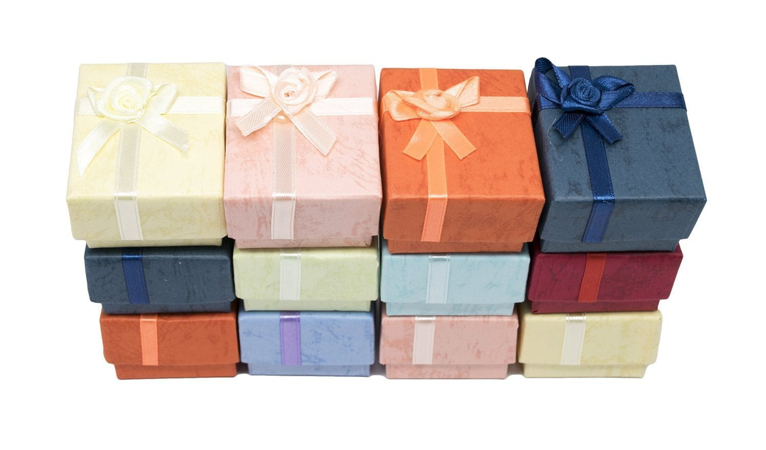 Cardboard Jewelry Ring Gift Boxes with Rosebug Bows in Assorted Colors ...