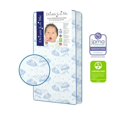 Dream on Me Twinkle 5" 88 Coil Crib and Toddler Mattress, Blue Clouds, Greenguard Gold Certified