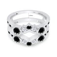 thumbnail image 3 of Round Shape Black & White Cubic Zirconia Solitaire Enhancer Guard 10k White Gold Ring Size - 7, 3 of 7