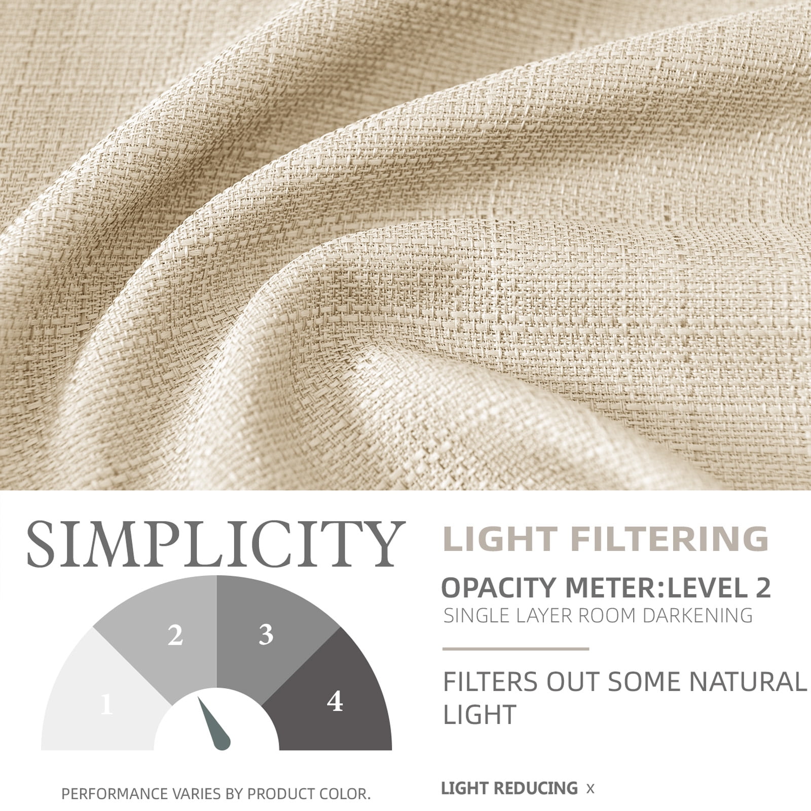 Curtainking Linen Textured Curtains 96 inch Beige Bedroom Living Room Window Curtain Set Light Filtering Drapes Grommet Top 2 Panels