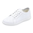 thumbnail image 6 of Women's Walking Shoes Mens Round Toe Classic Lace up Flat Canvas Shoes Antislip Low Top Fashion Sneakers White Size 7.5, 6 of 7