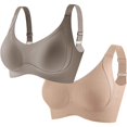 thumbnail image 1 of Women's Solid Four-Breasted Adjustable Wireless Bra, Floralshe Brasier, Seamless Full Coverage Ribbed Bralettes, 1 of 7