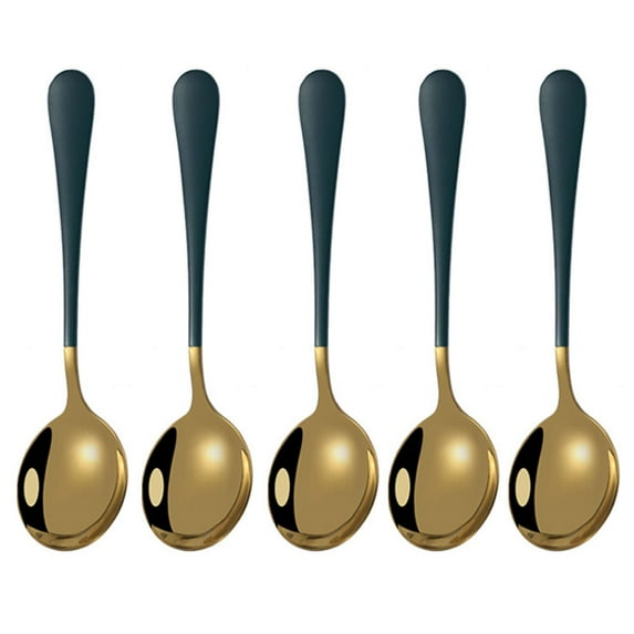 NUZYZ 5Pcs Spoons Desserts Ice Cream Coffee Stirring Spoons Stainless Steel Kitchen Tableware
