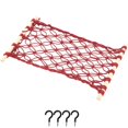 thumbnail image 4 of Red Cotton Rope Fruit Hammock with Wood Stand for Balloon Decorative Kitchen Storage under Cabinet 1 Set, 4 of 5