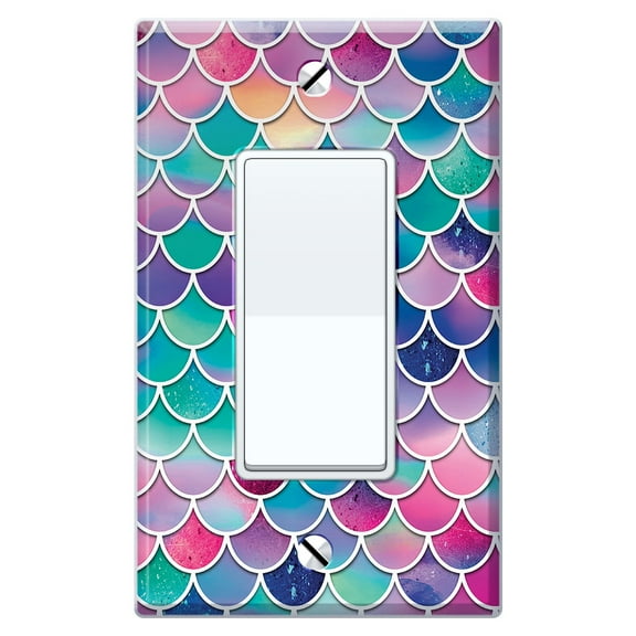 WIRESTER 1-Gang Decorator Light Switch Plate/Wall Plate Cover, Pink Blue Pastel Mermaid Scales