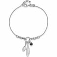 thumbnail image 3 of Sterling Silver Rhodium-Plated Feather And Cz With .5 In Ext Bracelet Made Italy -Jewelry By Sweet Pea, 3 of 6