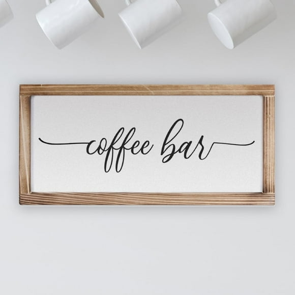 Coffee Bar Sign Decor 8x17 Inch, Coffee Sign, Coffee Decor for Coffee Bar Accessories, Coffee Table Decor, Coffee Wall Sign, Coffee Bar Sign White, Coffee Bar Decor Farmhouse Sign Bar Decor