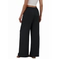thumbnail image 5 of Wiholl Wide Leg Pants for Women Linen Pants Palazzo Drawstring Elastic Waist Trousers with Pockets Fall Beach Vacation Clothes, 5 of 8