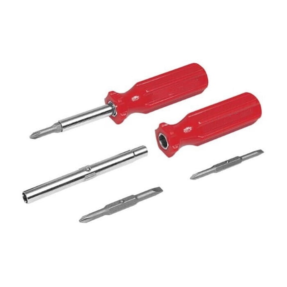 MTP  2 Pack 6 in 1 Security Screwdriver Nut Driver Flat Head & Phillips 1/4 5/16 #2