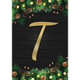 thumbnail image 2 of America Forever Christmas Monogram House Flag Letter T 28 x 40 inches Double Sided, Shiled , Pinecones Xmas Seasonal Outdoor Decor, Holiday Outside Yard Decorations, 2 of 5