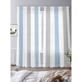 thumbnail image 4 of Light Blue Grey Stripe Semi Sheer Curtains 84 Inch Length 2 Panels Set, Modern Farmhouse Vertical Striped Sheer Kitchen Curtain Privacy Voile Window Curtain for Living Room Bedroom Rod Pocket Drapes, 4 of 7