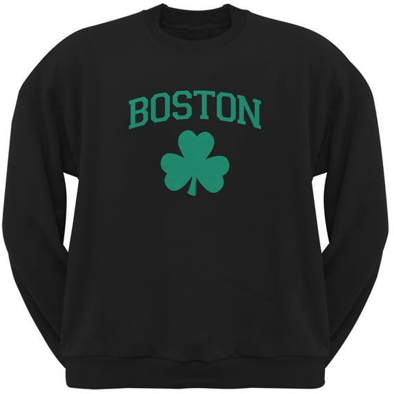 St. Patrick's Day - Boston Shamrock Black Adult Sweatshirt - Medium
