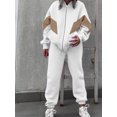 thumbnail image 2 of Arvbitana Women's 2Pcs Tracksuit Contrast Color Long Sleeve Zipper Pockets Sweatshirt Jacket + Elastic Sweatpants Sets Ladies Casual Workout Clothes for Daily Street, 2 of 6