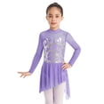 thumbnail image 2 of Aislor Girls Shiny Mesh Spilce Long Sleeve Irregular Hem Dance Dress Gymnastic Leotard Figure Ice Skating Dress, 2 of 7