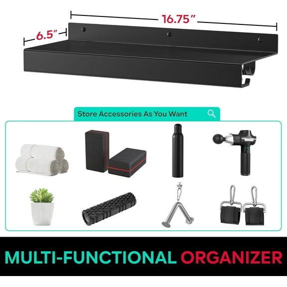 Metal Shelf for Tonal Accessories, Floating Gym Organizer with Hidden Hooks, Wall Mounted Workout Holder
