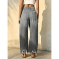 thumbnail image 4 of Women Barrel Leg Casual Jeans Loose Copped Ripped Denim Pants, 4 of 6