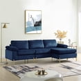 thumbnail image 2 of Maklaine Modern Velvet Sectional Sofa with Gold Legs in Blue, 2 of 11