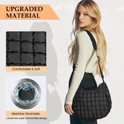 Puffer Tote Bags Adjustable Shoulder Strap Black