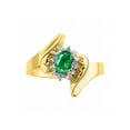 thumbnail image 1 of Rylos 14K Yellow Gold Floral Designer Ring with 6X4MM Oval Gemstone & Sparkling Diamonds - Birthstone Emerald Jewelry Size 7, 1 of 7