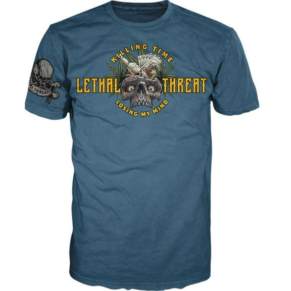 Lethal Threat Vintage Killing Time Mens Short Sleeve T-Shirt Blue 3XL