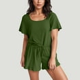 thumbnail image 2 of cfhntfmh Womens Ruffle Pajamas Set Short Sleeve Top and Ruffled Shorts with Drawstring Two Piece Matching Outfits Sleepwear, 2 of 6