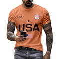 thumbnail image 5 of Men's Casual Letter Print T-Shirt UN I TEDSTATES USA 250 Years Short Sleeve Round Neck Summer Top,Saffron,2XL, 5 of 5