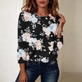 thumbnail image 6 of Noric Women Long Sleeve T-Shirt Loose Fit Casual Crew Neck Floral Print Fashion All Season Pullover Tops S-5XL, 6 of 8