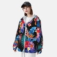 thumbnail image 5 of Goofa Tropical Palm Leaves Printed Women's UPF 50+ Sun Protection Hoodie Jacket Lightweight Long Sleeve Sun Shirt for Women with Pocket Hiking Outdoor-X-Large, 5 of 9