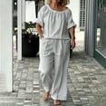 thumbnail image 2 of MLCDZ 2 Piece Sets For Women Summer Casual Crew Neck Short Sleeve Top and Loose Fit Wide Leg Drawstring Pants with Pockets Daiy Wear Vacation Outfits, 2 of 6