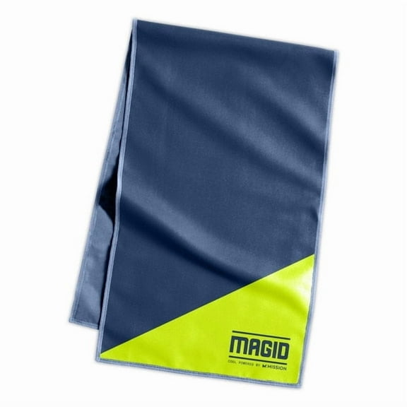 Magid Cool Powered by Mission D0S01150 Navy Blue/Hi-Vis Lime Yellow Cooling Microfiber Towel