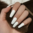 thumbnail image 2 of Uñas postizas de ataúd blanco, uñas postizas de bailarina mate, uñas acrílicas de color puro, 24 piezas para mujeres y niñas, 2 of 5