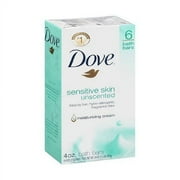 Dove Sensitive Skin Bath Bars, Unscented - 4 Oz, 6 Ea, 3 Pack