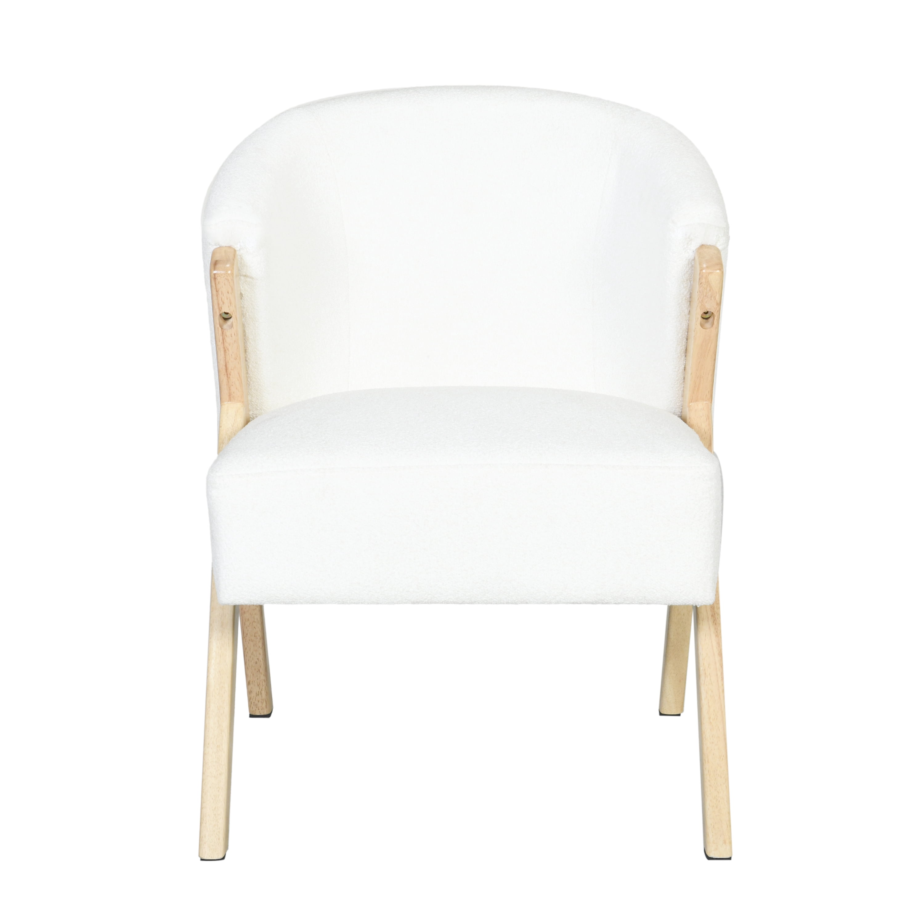 MAYEERTY Modern Accent Chair with White Upholstery and Solid Wood Frame – Minimalist Lounge Chair for Living Room, Bedroom & Office