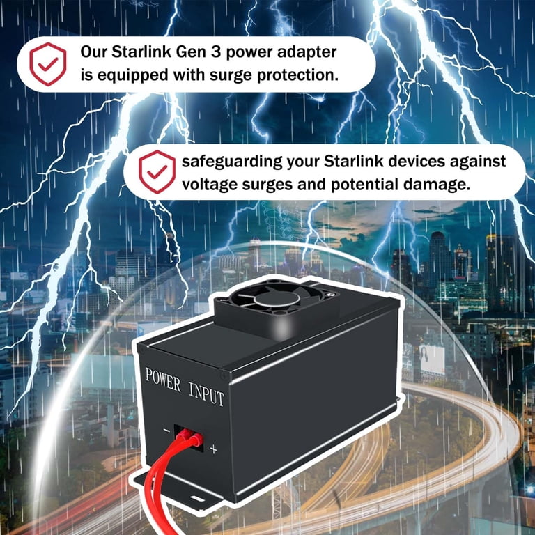 Starlink Gen 3 12V Conversion Kit – 12V To 57V DC Step-Up Converter For RV, Camping & Outdoor Use