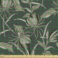 thumbnail image 2 of Ambesonne Floral Fabric by the Yard Upholstery, Flowers and Leaves Exotic, 2 Yards, Dark Grey Dark Tan, 2 of 5