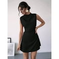 thumbnail image 3 of Women'S Mini Dress Ruched Mock Neck Sleeveless A Line Party Summer Dresses Black L, 3 of 8