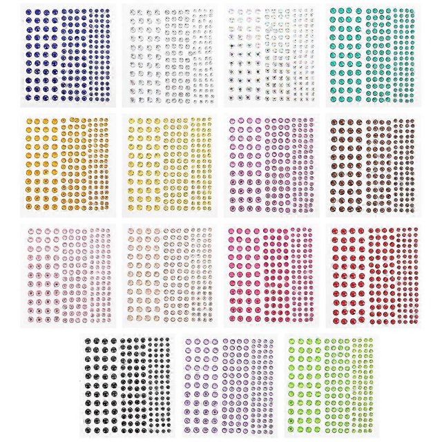 15 hojas de gemas de maquillaje, pegatinas de diamantes de imitación para el cuerpo, tatuajes para los ojos, gemas corporales, pegatinas de diamantes de imitación para la cara