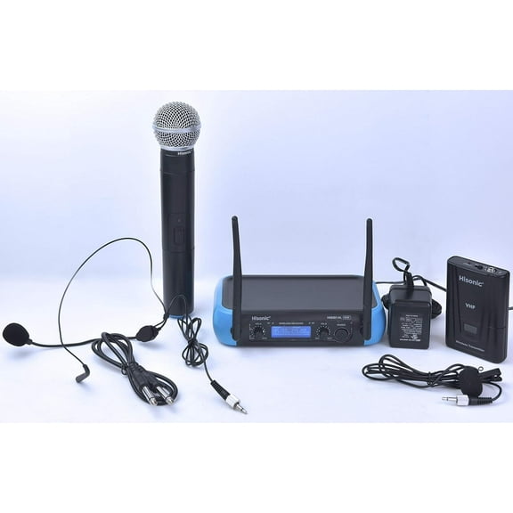 Hisonic HS8287 Dual VHF Wireless Microphone System 1 Handheld and 1 Belt Pack