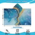 thumbnail image 2 of Blue Gold Wave Marble Pattern Hooded Bath Towel，60"x35" for Ages 3 To 12 Kids, Quick Dry Lightweight Soft Microfiber Hood Beach Towel Cover Up for Kids, 2 of 7