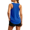 thumbnail image 4 of HAIJIE Women Ruffle Racerback Sleeveless Tank Top Curved Bottom Edge Loose Fit Daily Running Workout Casual Top Assorted Tone Selection Option (Blue,XXL), 4 of 8