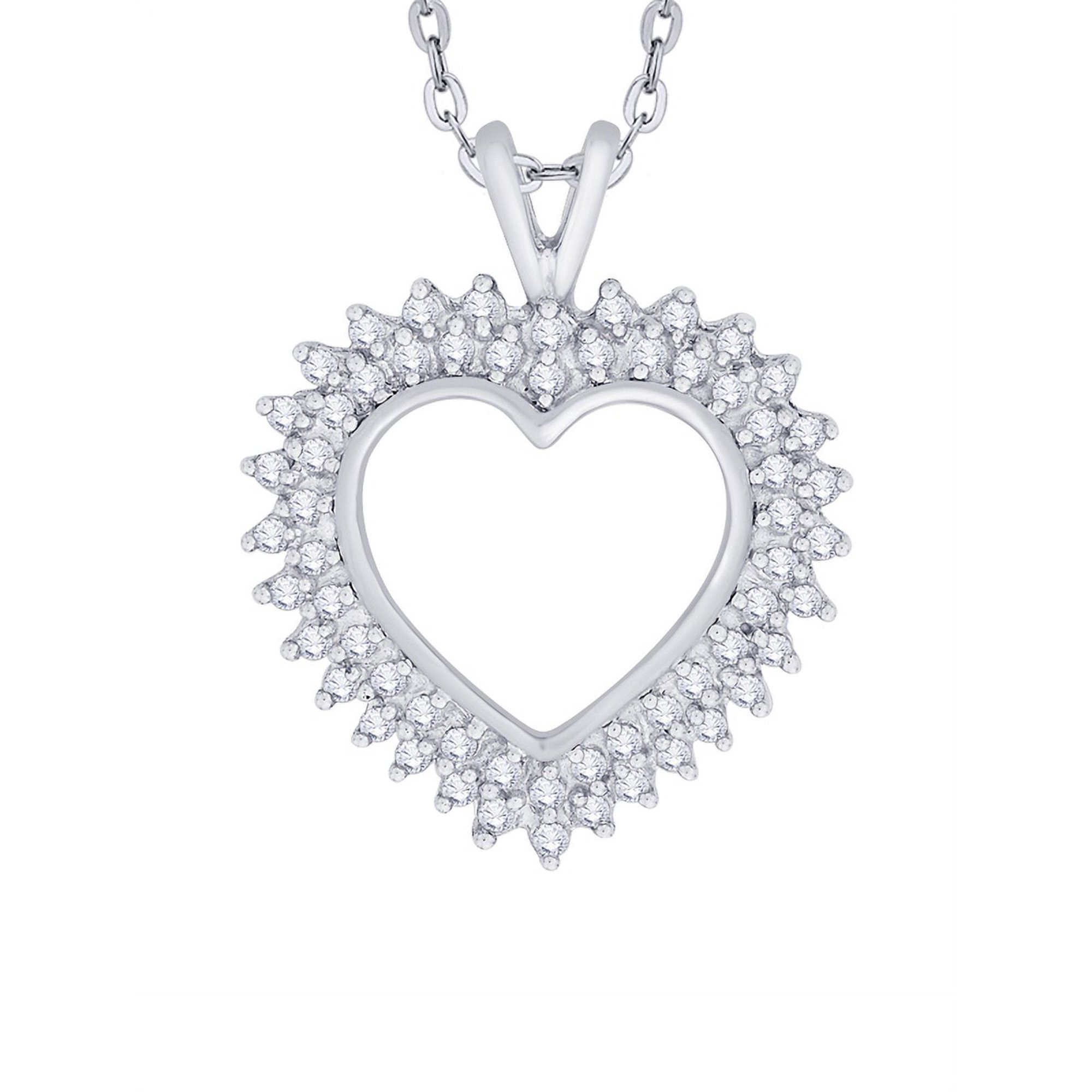 KATARINA Diamond Heart Pendant Necklace in 10K White Gold (1/2 cttw, G-H, I2-I3)