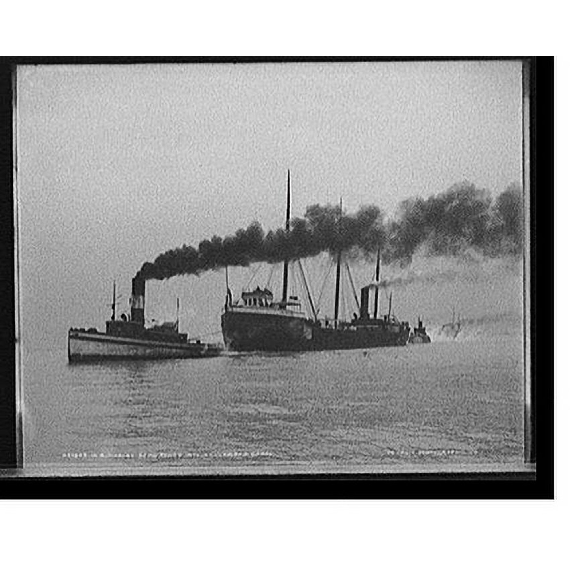 Historic Print, W.B. Morley being towed into St. Clair ship canal, 16" x 20"