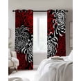 thumbnail image 2 of Red Grey Chrysanthemum Blackout Curtains for Bedroom, Farmhouse Botanical Floral Modern Room Darkening Window Drapes for Living Room, Thermal Insulated Grommet Curtains, 52x54 inch, 2 Panels, 2 of 9