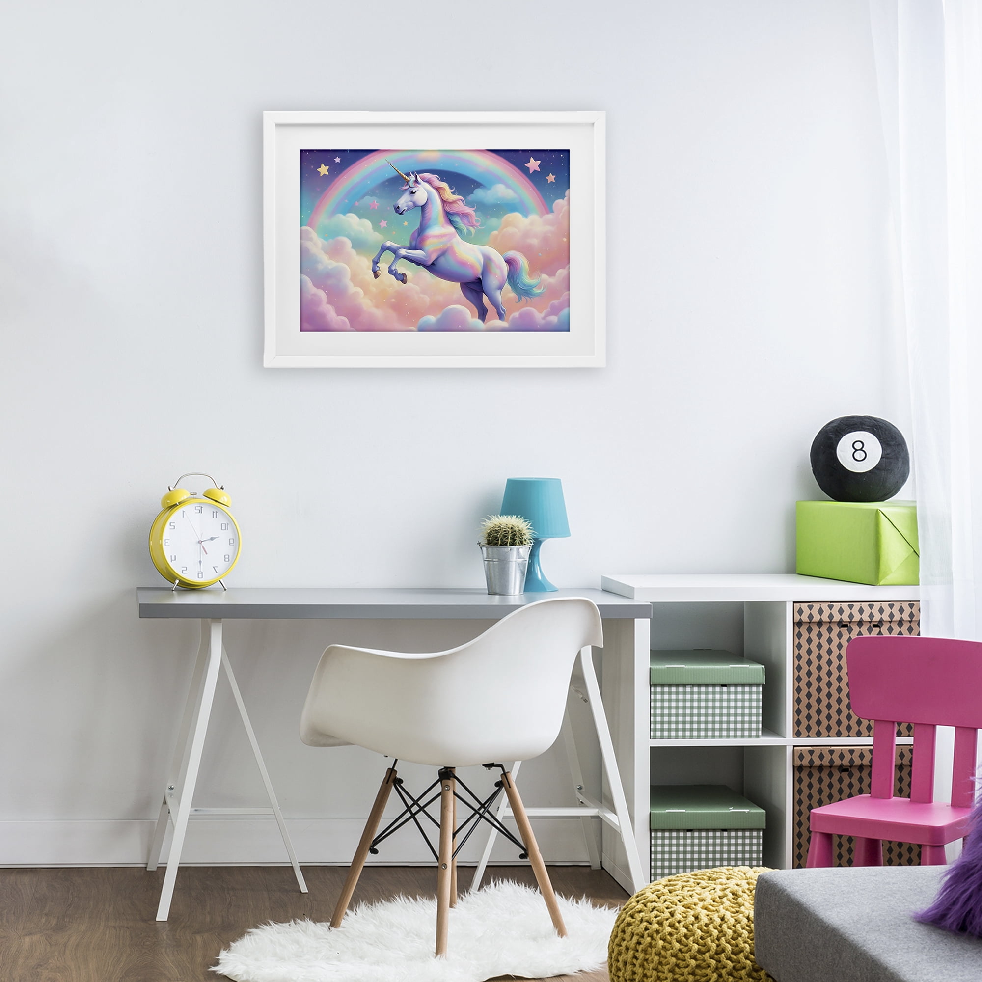 Stupell Industries Colorful Galaxy Unicorn White Framed Print Under Glass, design by Creative Studio