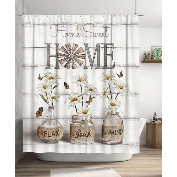 mvhsuoem Home Sweet Home Floral Shower Curtain, 72" x 72" Waterproof