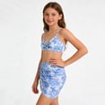 thumbnail image 4 of lnmuld Girls 3 Piece Blue Floral Print Knot Front Bikini Swimsuit Set with Cover Up Skirt Size:12-13 Years, 4 of 8