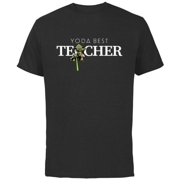 Star Wars Yoda Best Teacher Lightsaber Teacher’s Day Gift- Short Sleeve Cotton T-Shirt for Adults - Customized-Black