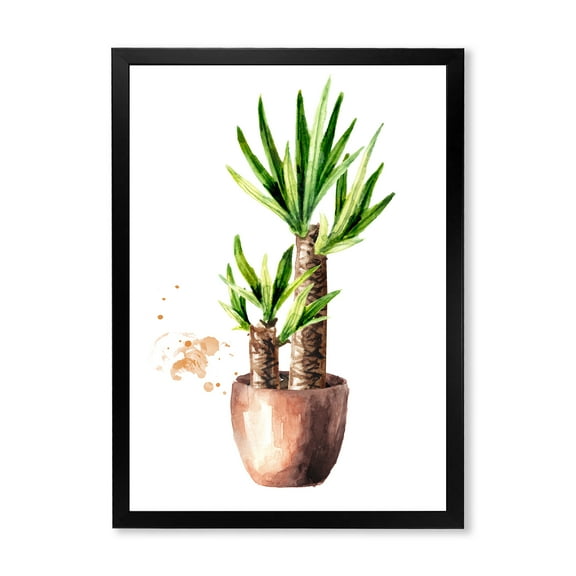 Designart 'Yucca Tree In The Ceramic Flower Pot On White' Traditional Framed Art Print