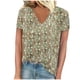 thumbnail image 1 of Blusas para las Mujeres Casual Cuello en V Manga Corta Impresa, 95% Poliéster 5% Spandex Camiseta Top para el Día a Día, Fiesta Y Ropa de Trabajo, 1 of 4
